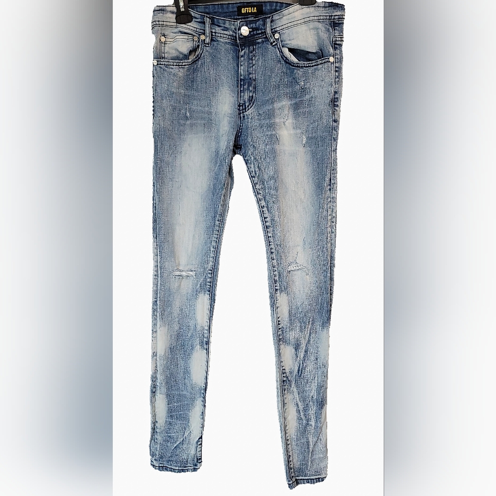 GFTD LA Men's Skinny Jeans‎ - Ligth Distressed Blue Size 22